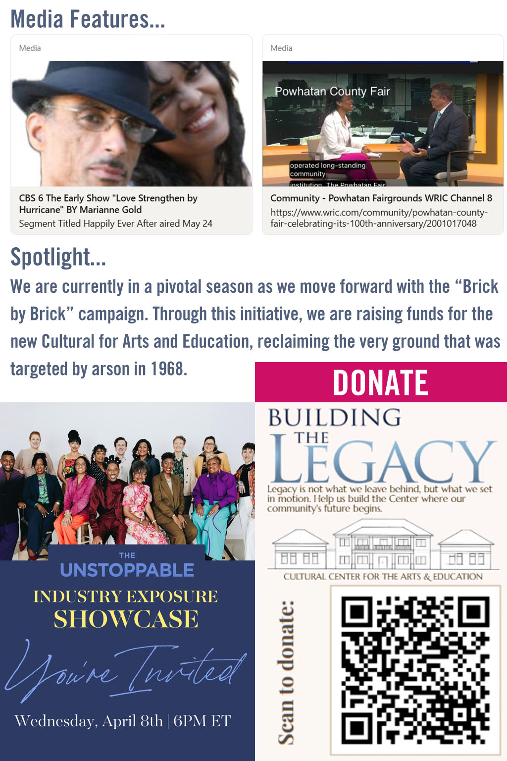 Feature highlights and donation campaign image